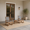 Scale | covered patio with a full-height doorway beside the complete three-piece set for scale