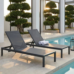 Room | The Wulfern Revithousa Reclining Mesh Chaise Lounge Set in a styled room