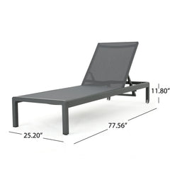 Angle | Three-quarter view of the Wulfern Revithousa Reclining Mesh Chaise Lounge Set