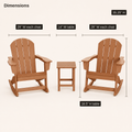 Dimensions | the complete three-piece set with chair width and height plus side-table width and height callouts