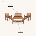 Dimensions | dimensions for the loveseat and coffee table in the natural acacia conversation set