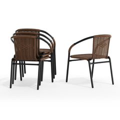 Angle | Three-quarter view of the Wulfern Sikinos Stacking Rattan Dining Chairs