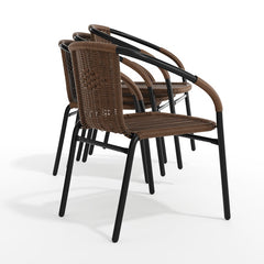 Angle | Three-quarter view of the Wulfern Sikinos Stacking Rattan Dining Chairs
