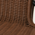 Rattan weave macro | close detail of the Medium Brown synthetic-rattan back and seat weave with wrapped brown rim and black tube edge