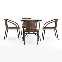 Front | Straight-on view of the Wulfern Stapodia Glass Top 5-Piece Dining Set