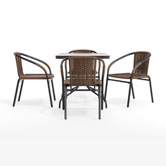 Front | Straight-on view of the Wulfern Stapodia Glass Top 5-Piece Dining Set