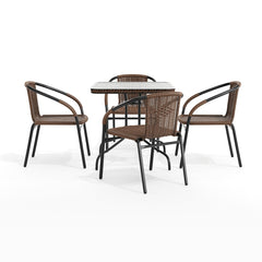 Angle | Three-quarter view of the Wulfern Stapodia Glass Top 5-Piece Dining Set