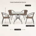 Dimensions | chair dimensions diagram showing width, depth, height, and seat height for each chair