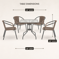 Dimensions | table dimensions diagram showing 28-inch width, depth, and height with the full set