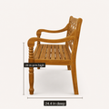 Dimension detail | side bench view labelled 24.4 inches deep and 26 inches arm high