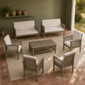 Garden veranda | complete conversation set with two loveseats, four armchairs, and coffee table