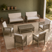 Garden veranda | complete conversation set with two loveseats, four armchairs, and coffee table