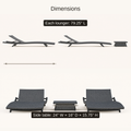Dimensions | dimension card for the two chaise loungers and side table, showing lounger length and side-table measurements