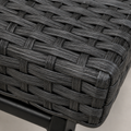 Texture | close view of charcoal-gray flat-strand wicker weave on a chaise lounger