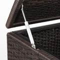 Storage hardware | close view of the lift-top table gas strut and woven frame