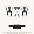 Dimensions | chair dimensions and 18-inch seat height for black iron bistro set