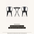 Dimensions | dimensions for black iron table and two armchairs