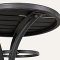 Hardware | macro view of black iron table leg bolt and ring stretcher