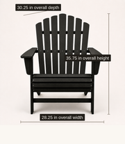 Dimensions | black Adirondack chair with 28.25 inch width, 30.25 inch depth, and 35.75 inch height
