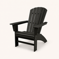 Studio angle | black Adirondack chair from a front-right three-quarter view
