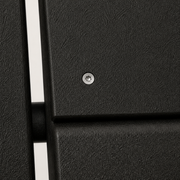 Material detail | matte black HDPE plank surface with a visible screw
