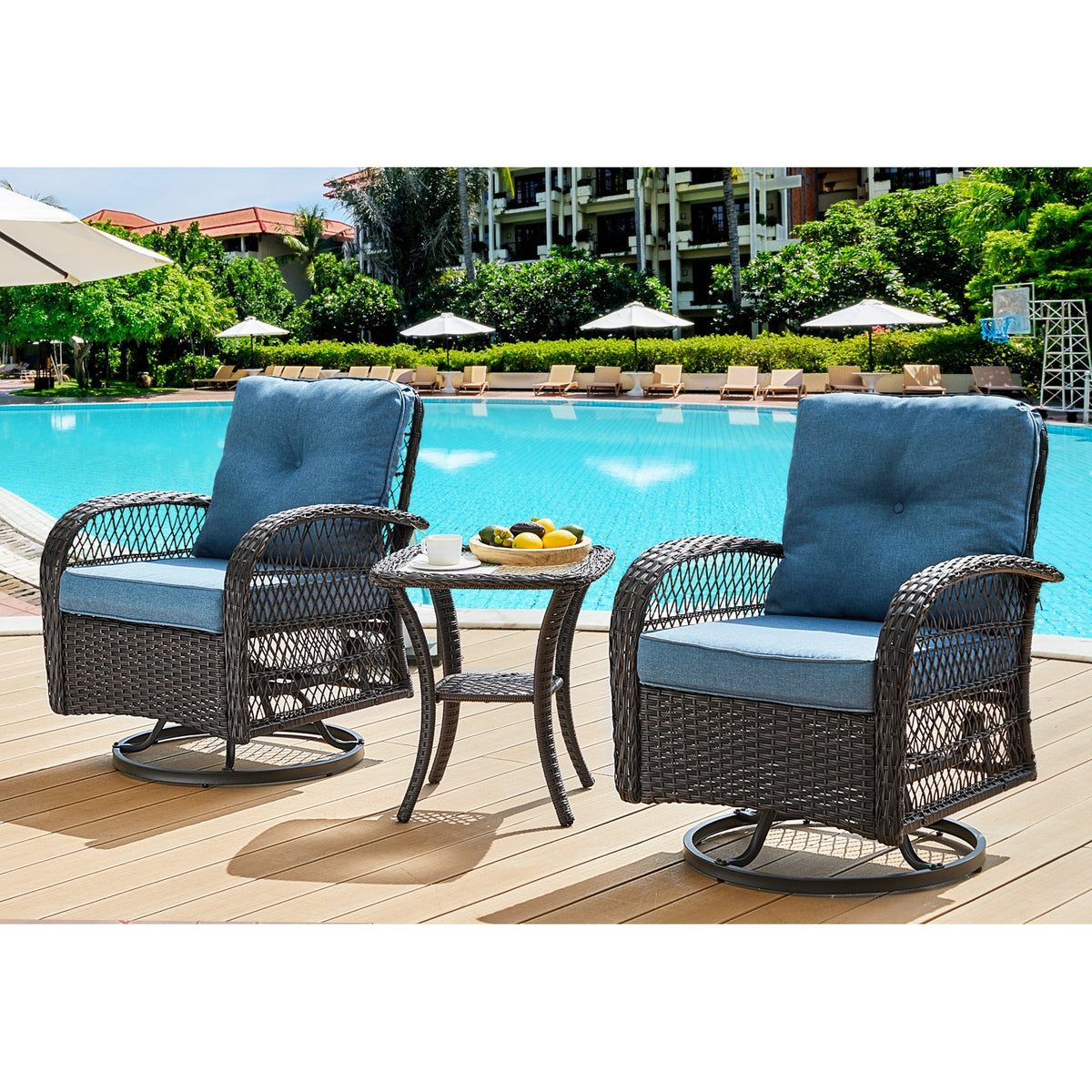 Wulfern Varvarousa 3-Piece Swivel Glider Set