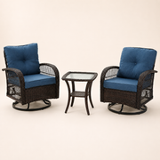 Studio angle | complete three-piece patio seating set at a true three-quarter view