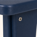 Hardware detail | stainless cross-head fastener set into a navy HDPE chair support