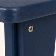 Hardware detail | stainless cross-head fastener set into a navy HDPE chair support