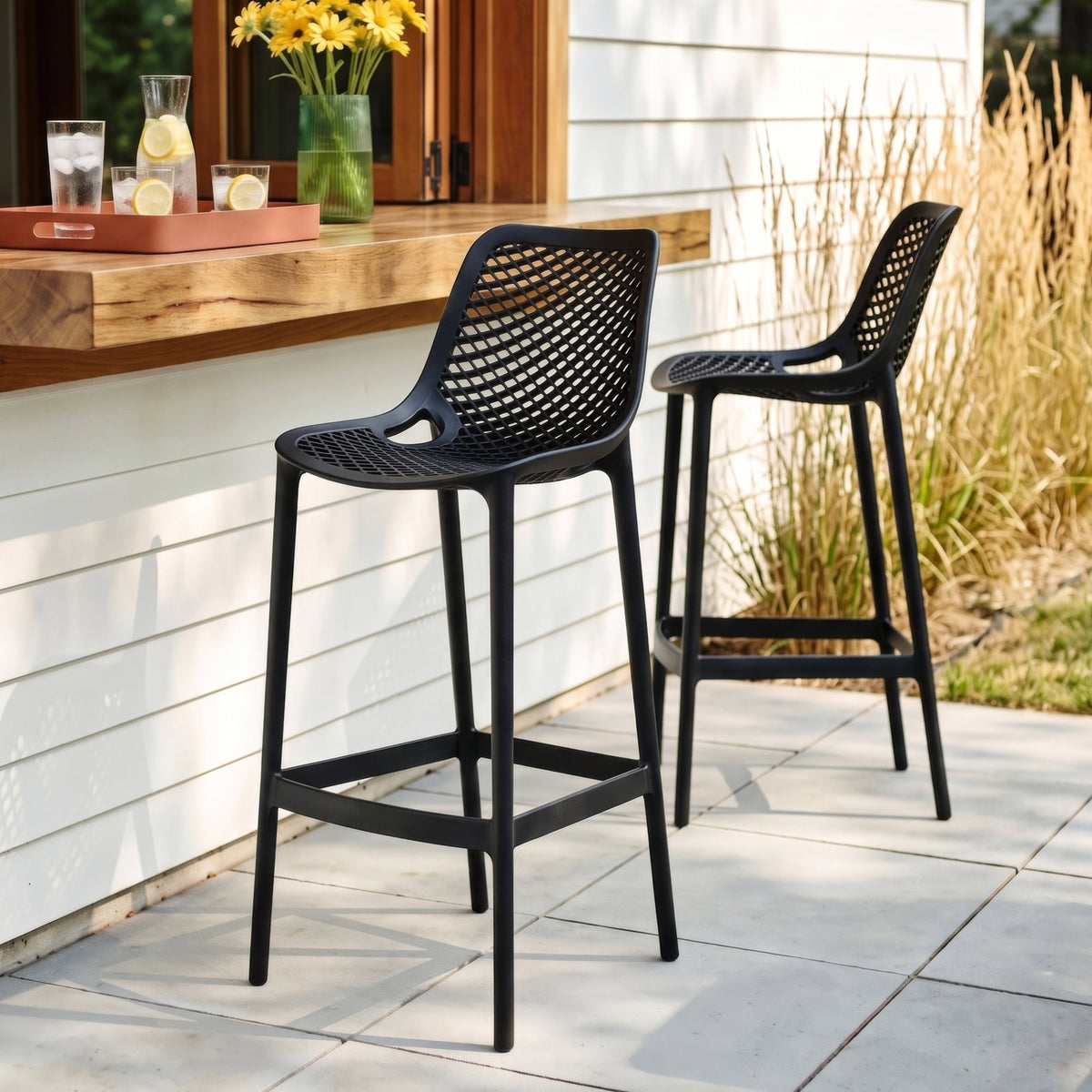 Wulfern Venetiko Lattice Bar Stools, Set of 2