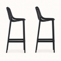 Side | two black lattice bar stools in side elevation on a light studio backdrop