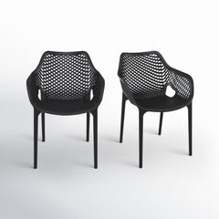 Front | Straight-on view of the Wulfern Viokastro Mesh Stacking Dining Armchairs, Set of 2