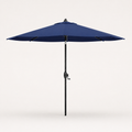 Side | side studio view of navy octagonal umbrella showing canopy profile and black pole
