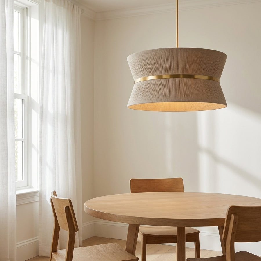 Angle | the same chandelier from three quarters in the dining room