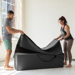 Yoga Chaise, Black Velvet Cover, Foam Construction, Freestanding