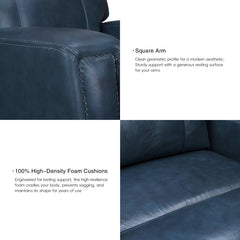 Zero Gravity Power Recliner, Dark Blue Genuine Leather, Black Legs