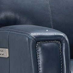 Zero Gravity Power Recliner, Dark Blue Genuine Leather, Black Legs