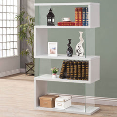 Zigzag Bookcase with 4 Shelves in White