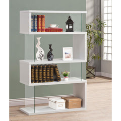 Zigzag Bookcase with 4 Shelves in White
