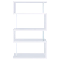Zigzag Bookcase with 4 Shelves in White