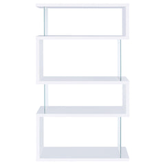 Zigzag Bookcase with 4 Shelves in White