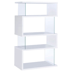 Zigzag Bookcase with 4 Shelves in White