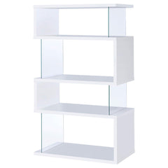 Zigzag Bookcase with 4 Shelves in White