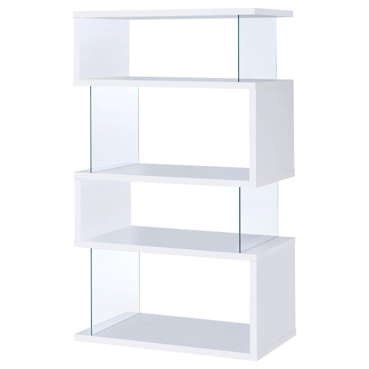 Zigzag Bookcase with 4 Shelves in White