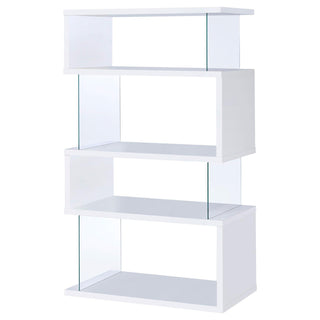 Zigzag Bookcase with 4 Shelves in White