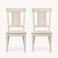 Front | both Antique White slat-back side chairs centered on paper, front elevation showing the slat back and natural wood grain finish