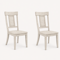 Studio | both chairs at a true three-quarter angle, seat depth and the slat back both reading