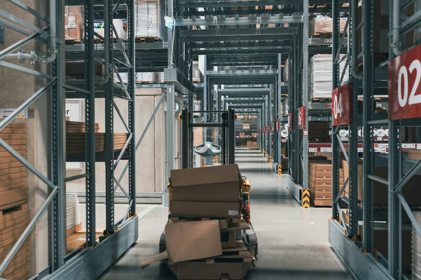 Furniture staged in a warehouse for marketplace fulfillment