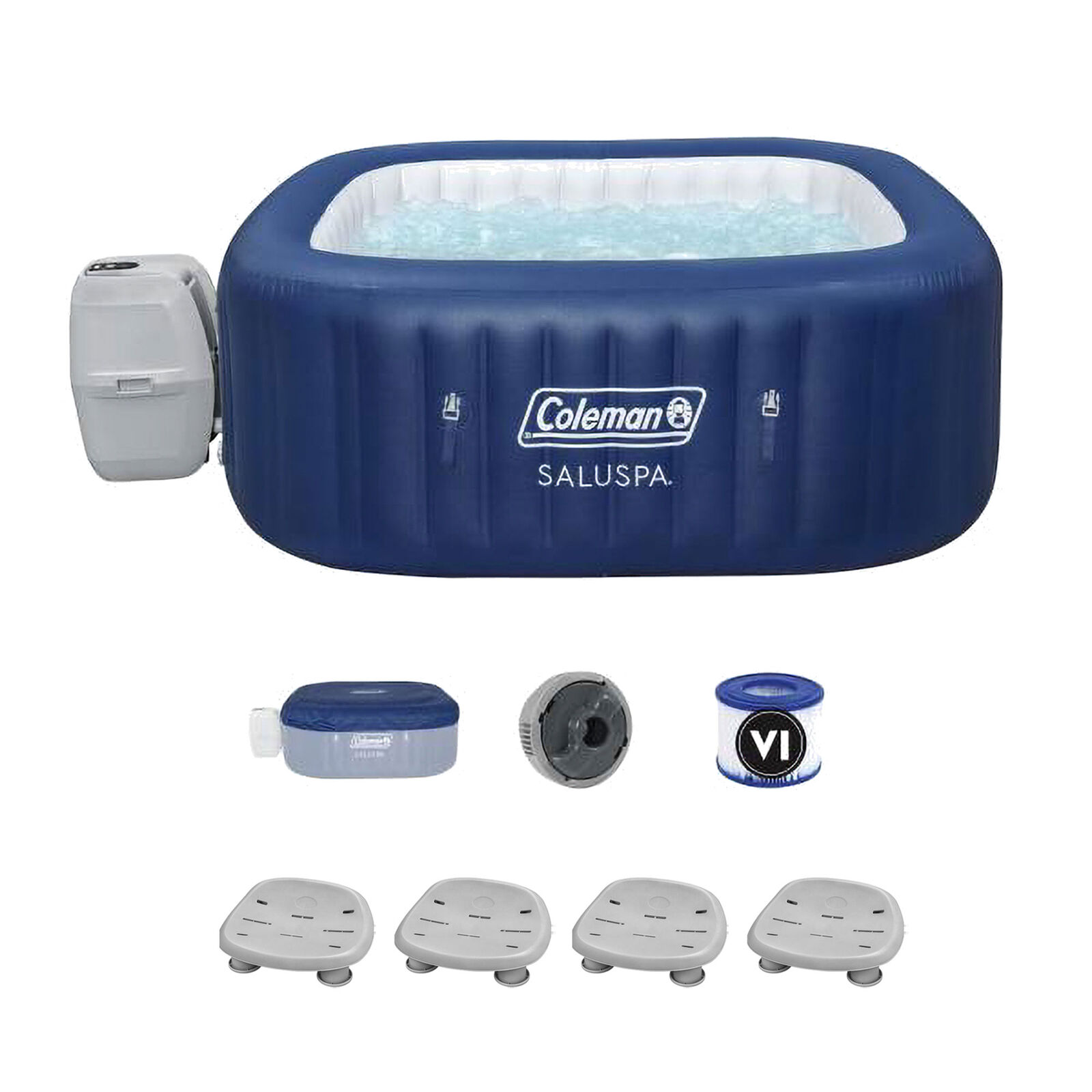 Coleman Saluspa Atlantis Airjet Hot Tub with 4-Pack of Bestway Saluspa Spa Seat