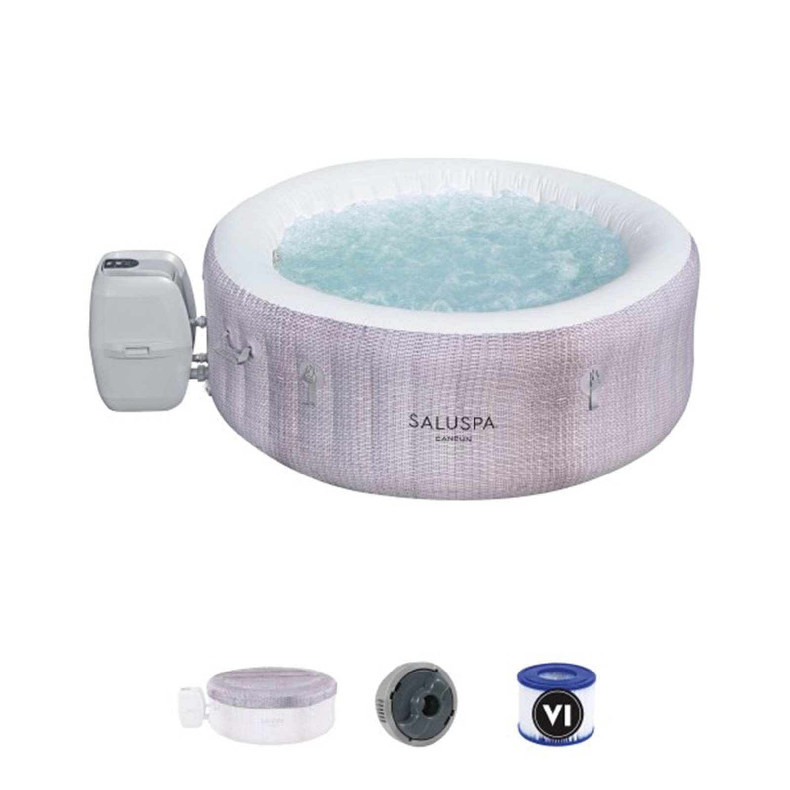 Bestway Saluspa Cancun Airjet Inflatable Hot Tub with 120 Soothing Jets, Gray